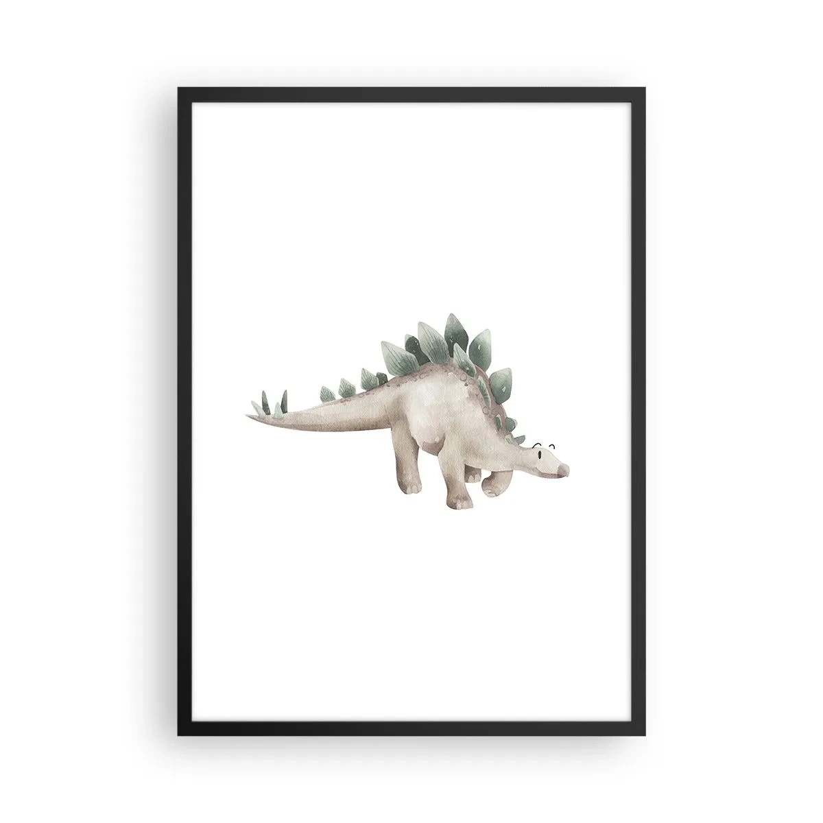Plakát v černém rámu - Akvarelový dinosaurus v minimalistickém stylu - 50x70cm - Váš přítel - Moderní nástěnná dekorace do obývacího pokoje a ložnice ARTTOR