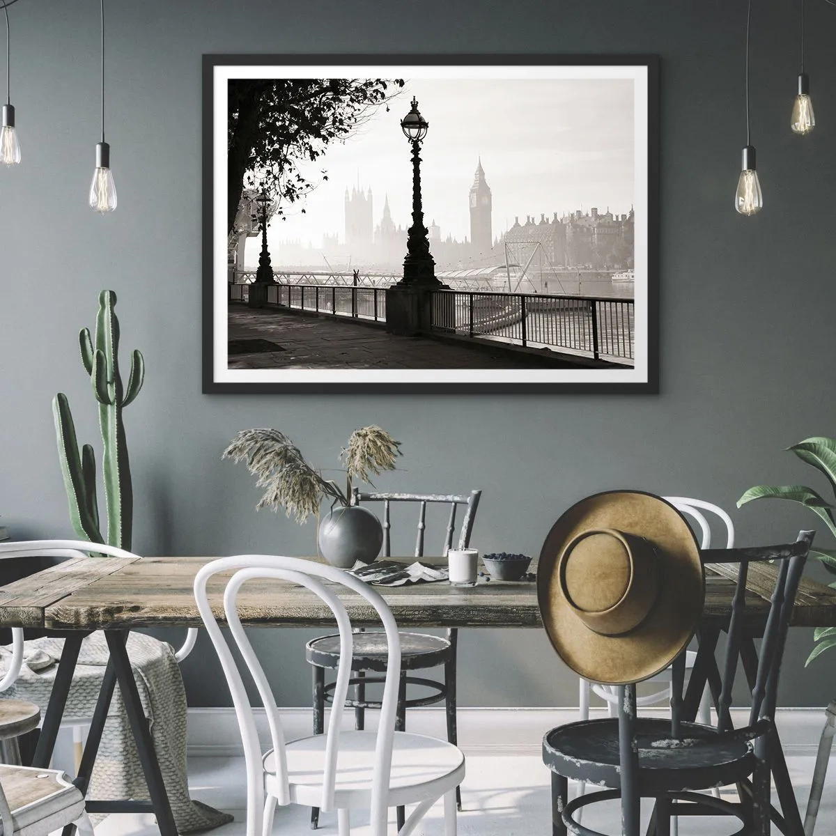 Plakát v černém rámu - Londýnské ráno - 100x70 cm