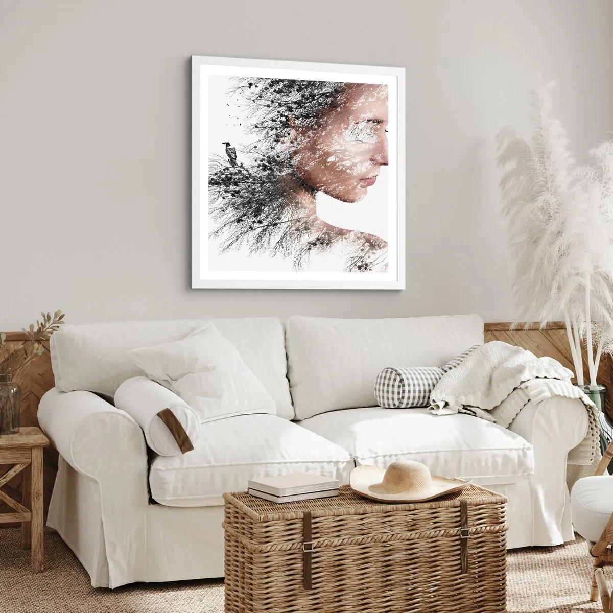 Plakát v bílém rámu - Duch lesa - 60x60 cm