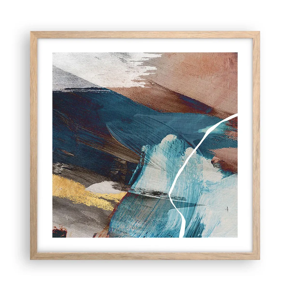 Plakát v rámu světlý dub - Na plno a s energií - 50x50 cm