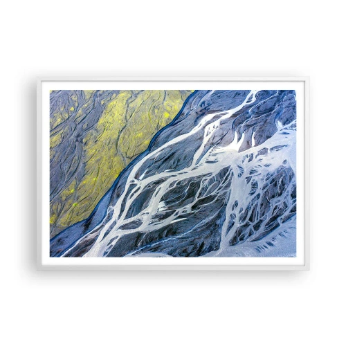 Plakát v bílém rámu - Jeskynní malby přírody - 100x70 cm