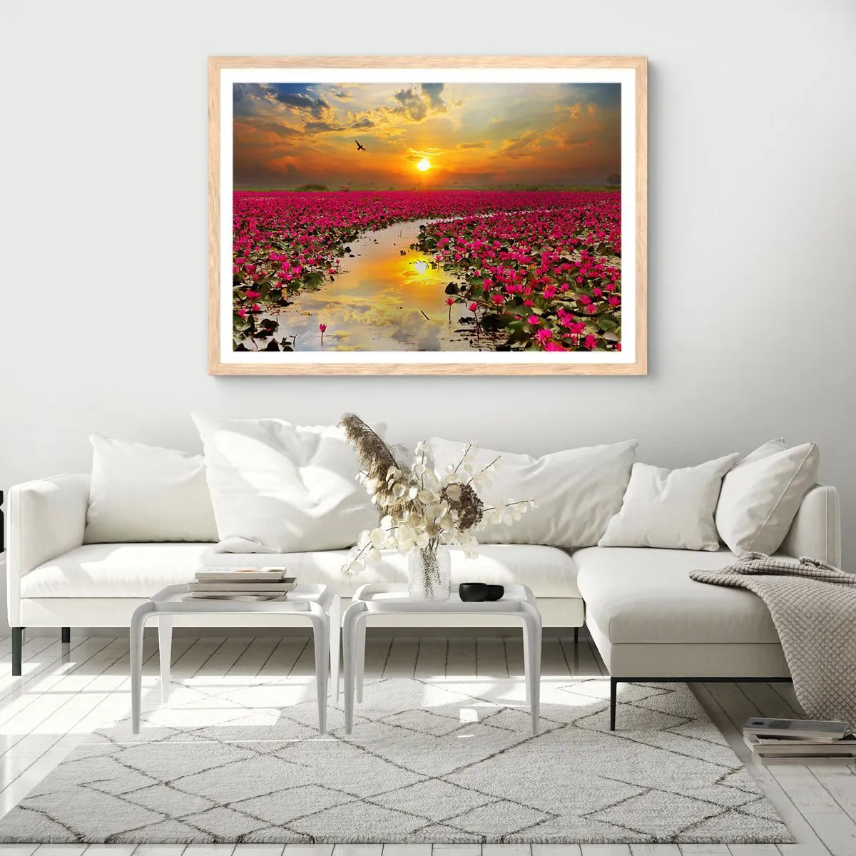 Plakát v rámu světlý dub - Tajemný život jezera - 70x50 cm