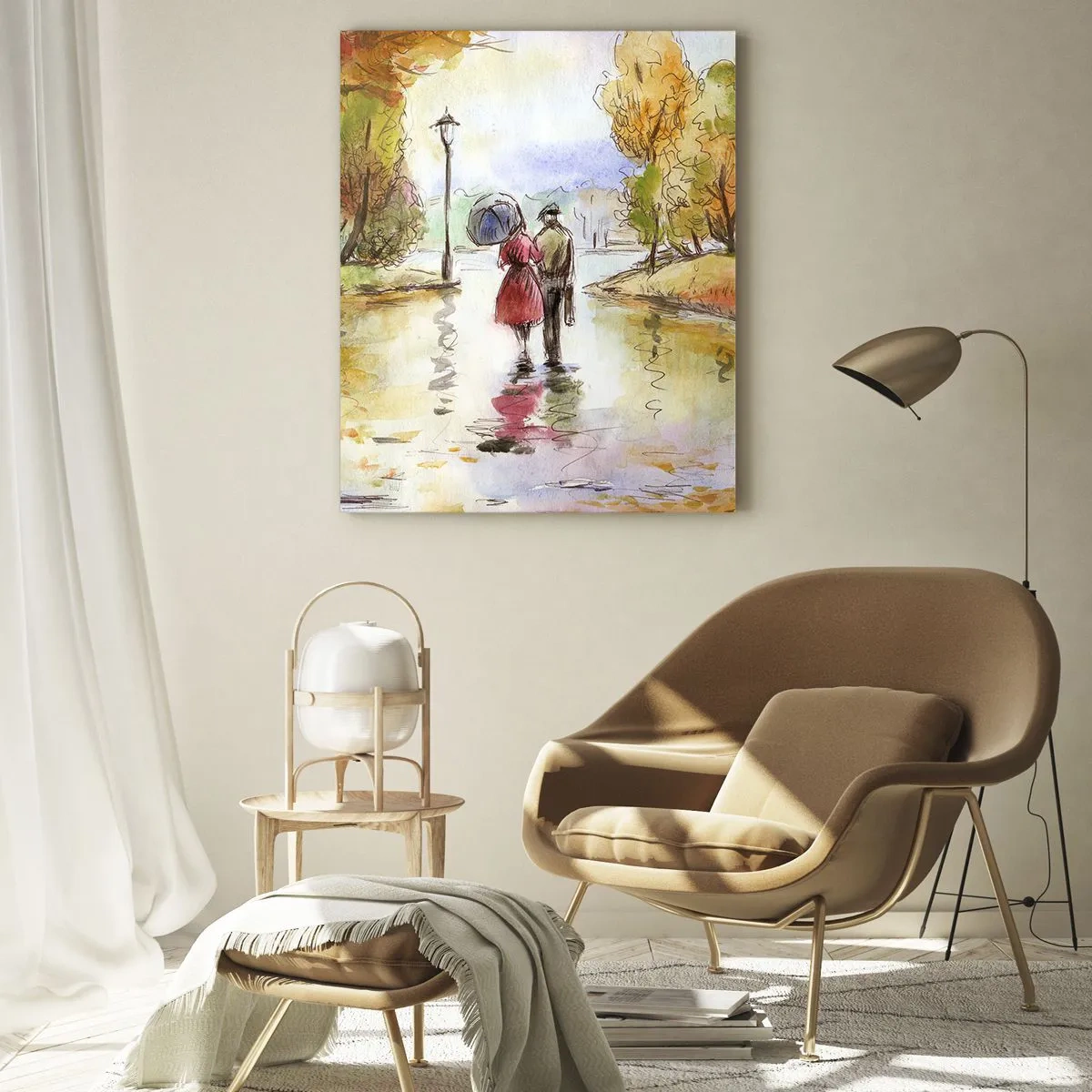 Obraz na skle - Romantický podzim v parku - 50x70 cm