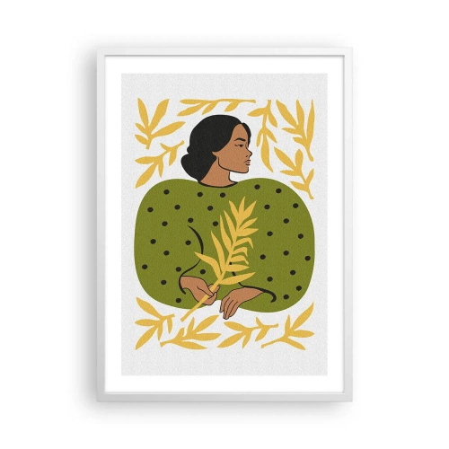 Plakát v bílém rámu - Havajská dívka - 50x70 cm