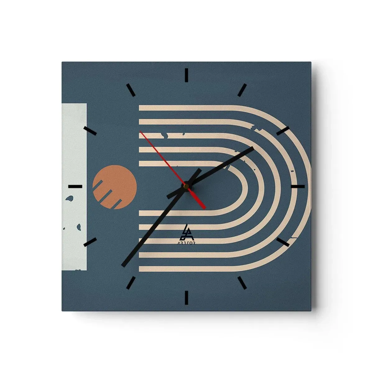 Nástěnné hodiny - Geometrie v námořnické modři - 40x40 cm