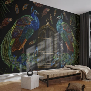 Fototapeta Premium Canvas - V královském rouchu - Abstrakce, Páv, Paví peří - 500x350 cm
