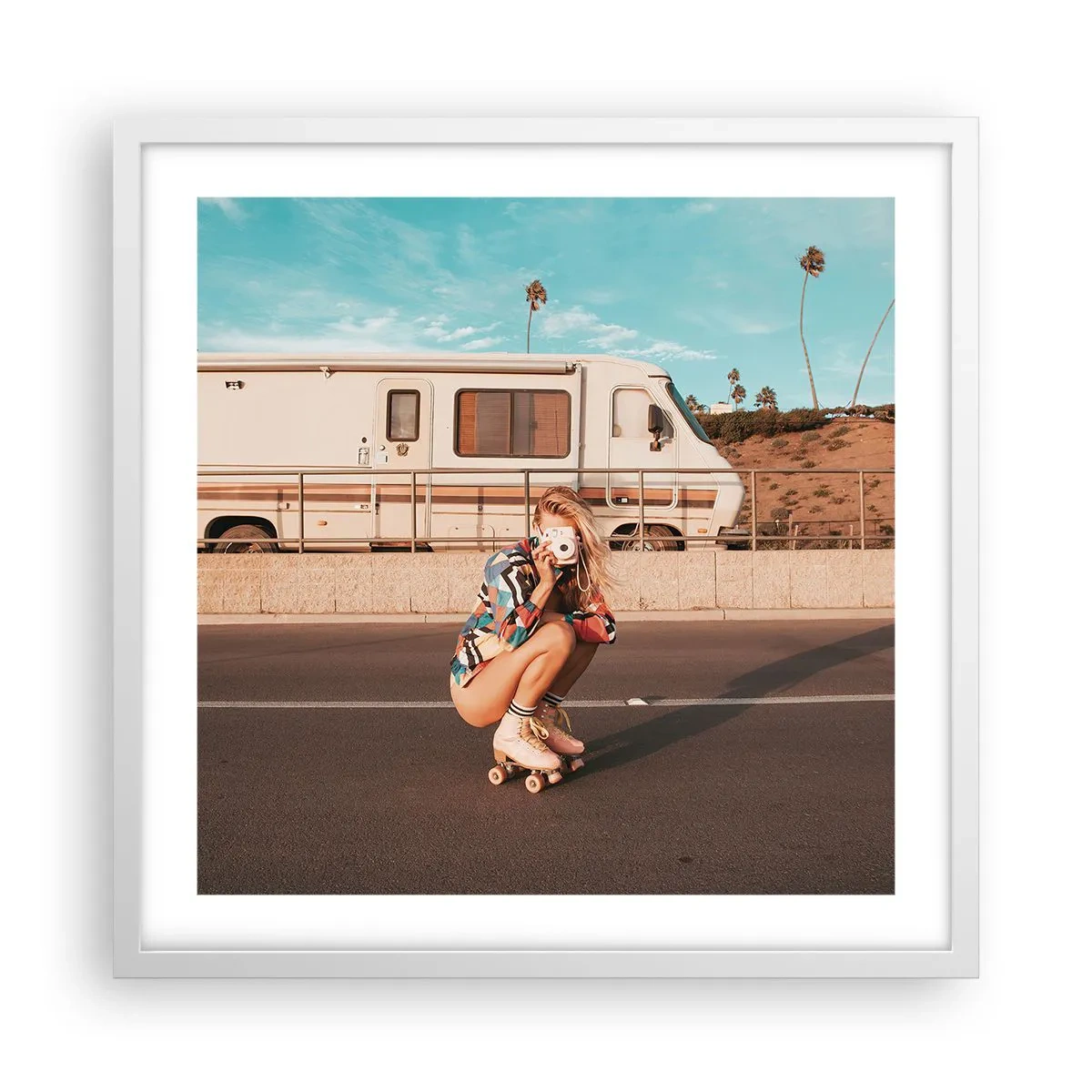 Plakát v bílém rámu - Usmějte se! - 50x50 cm