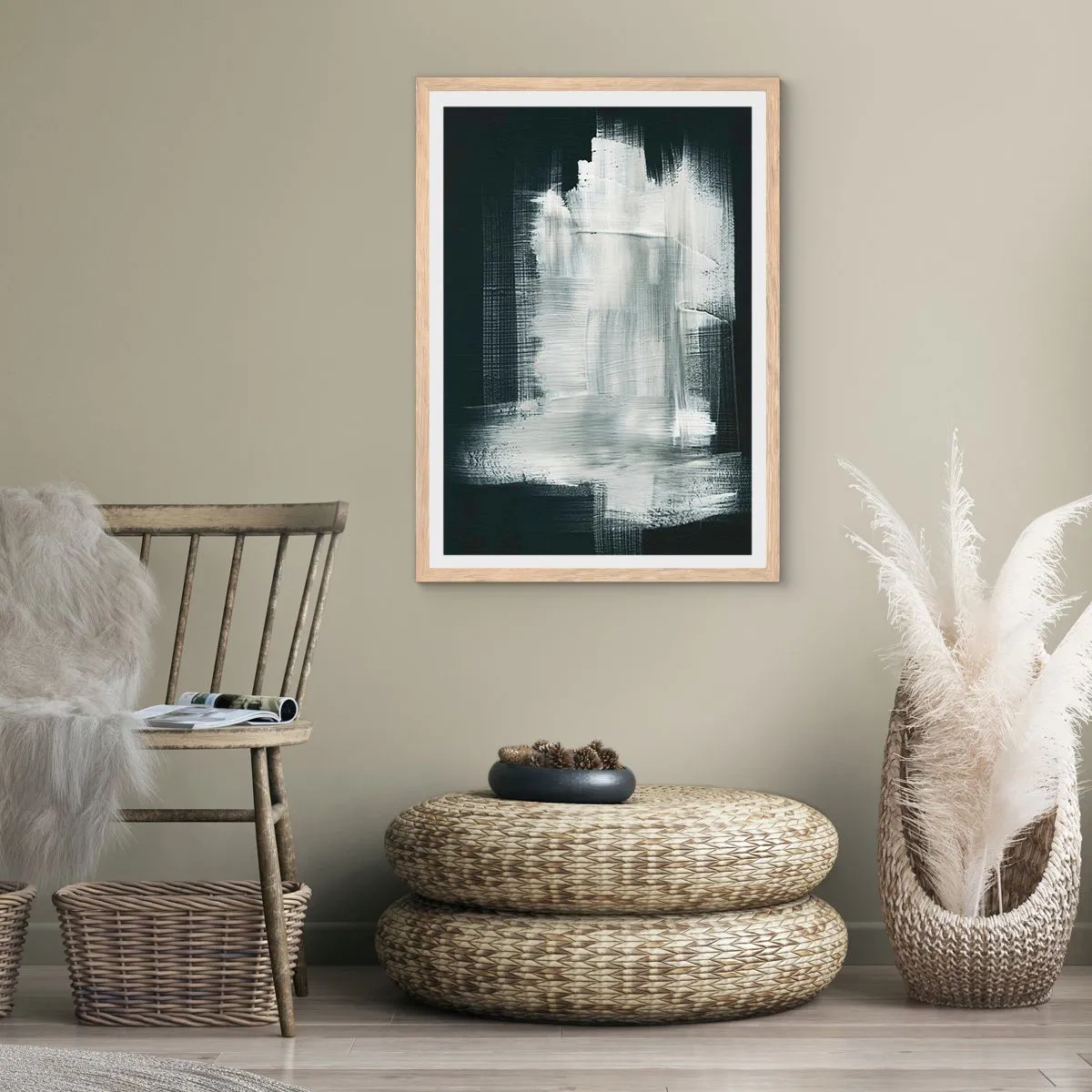 Plakát v rámu světlý dub - Utkané svisle a vodorovně - 70x100 cm
