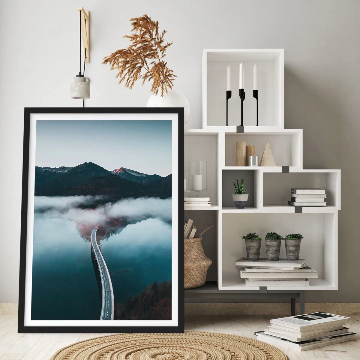 Plakát v černém rámu - U vody hladké jako zrcadlo - 70x100 cm