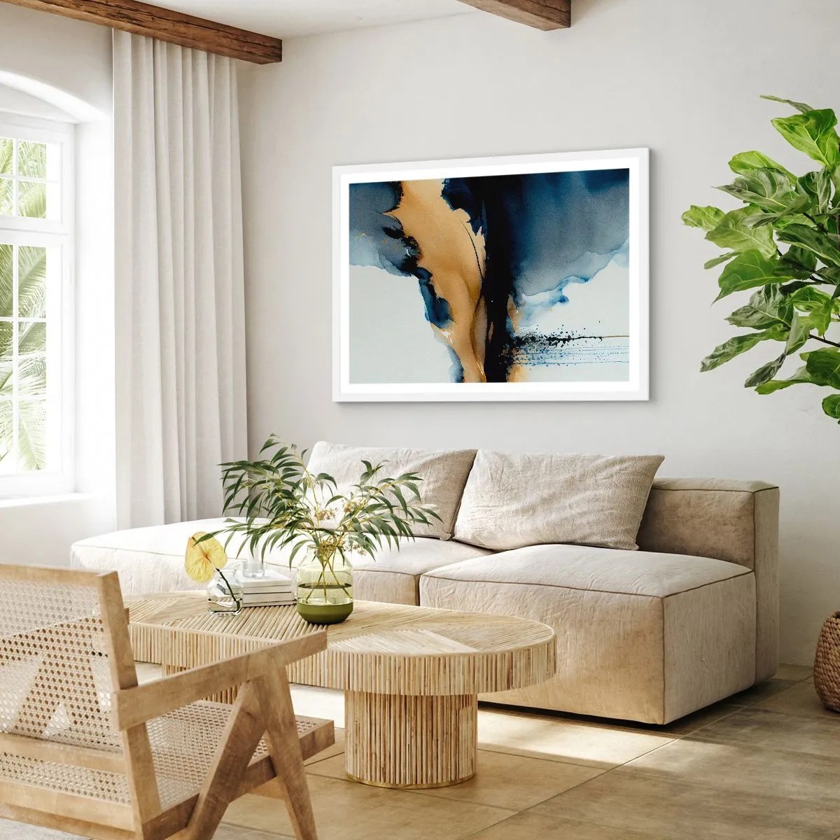 Plakát v bílém rámu - Za závojem - 91x61 cm