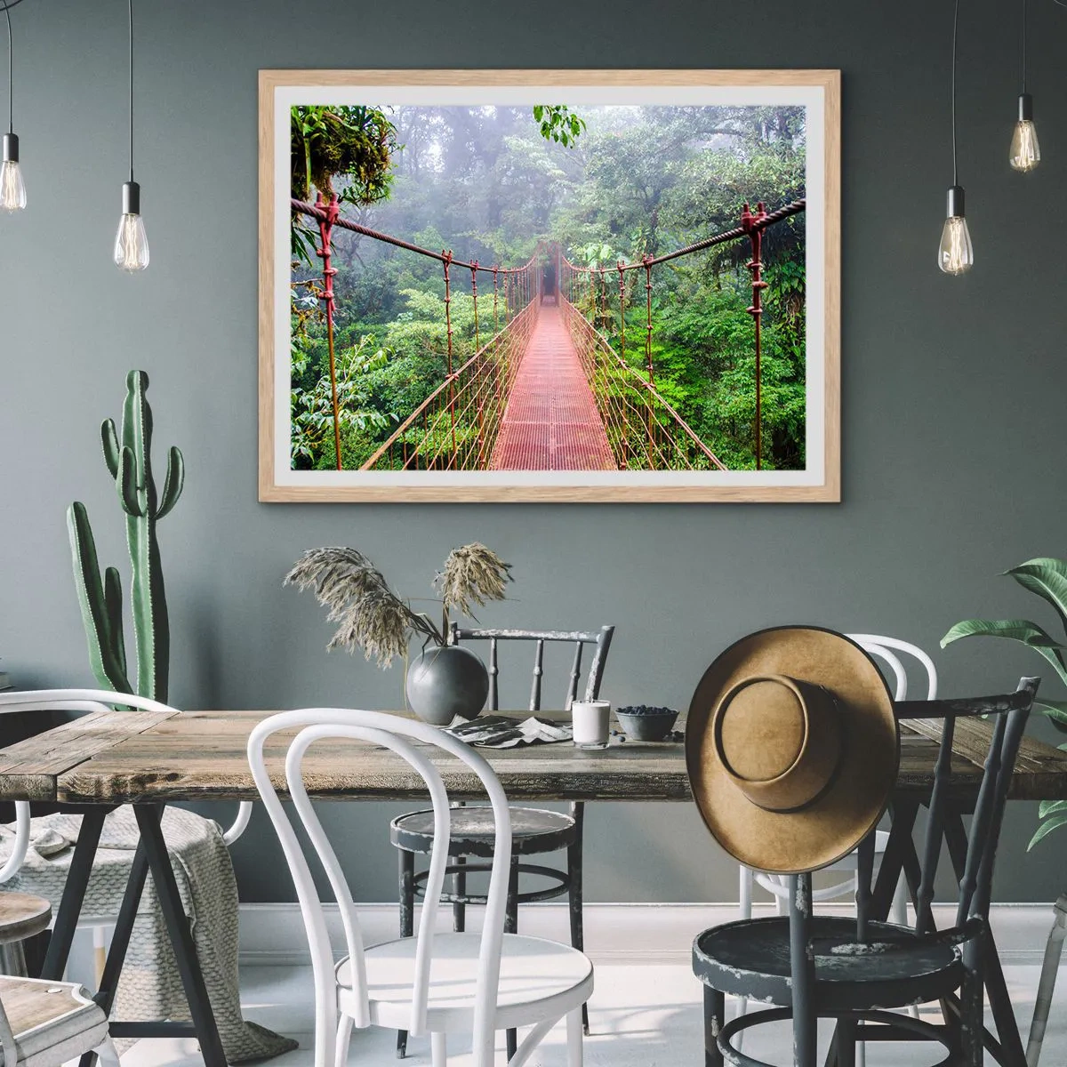 Plakát v rámu světlý dub - Zavěšený nad korunami - 50x40 cm