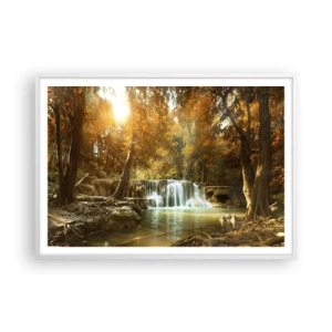 Plakát v bílém rámu - Parkový vodopád - 100x70 cm