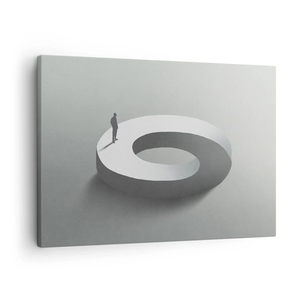 Obraz na plátně - Muž na šedé, abstraktní konstrukci - 70x50cm - To pochopíš - Moderní nástěnná dekorace do obývacího pokoje a ložnice ARTTOR