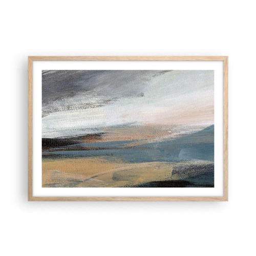 Plakát v rámu světlý dub - Abstrakce: severní krajina - 70x50 cm