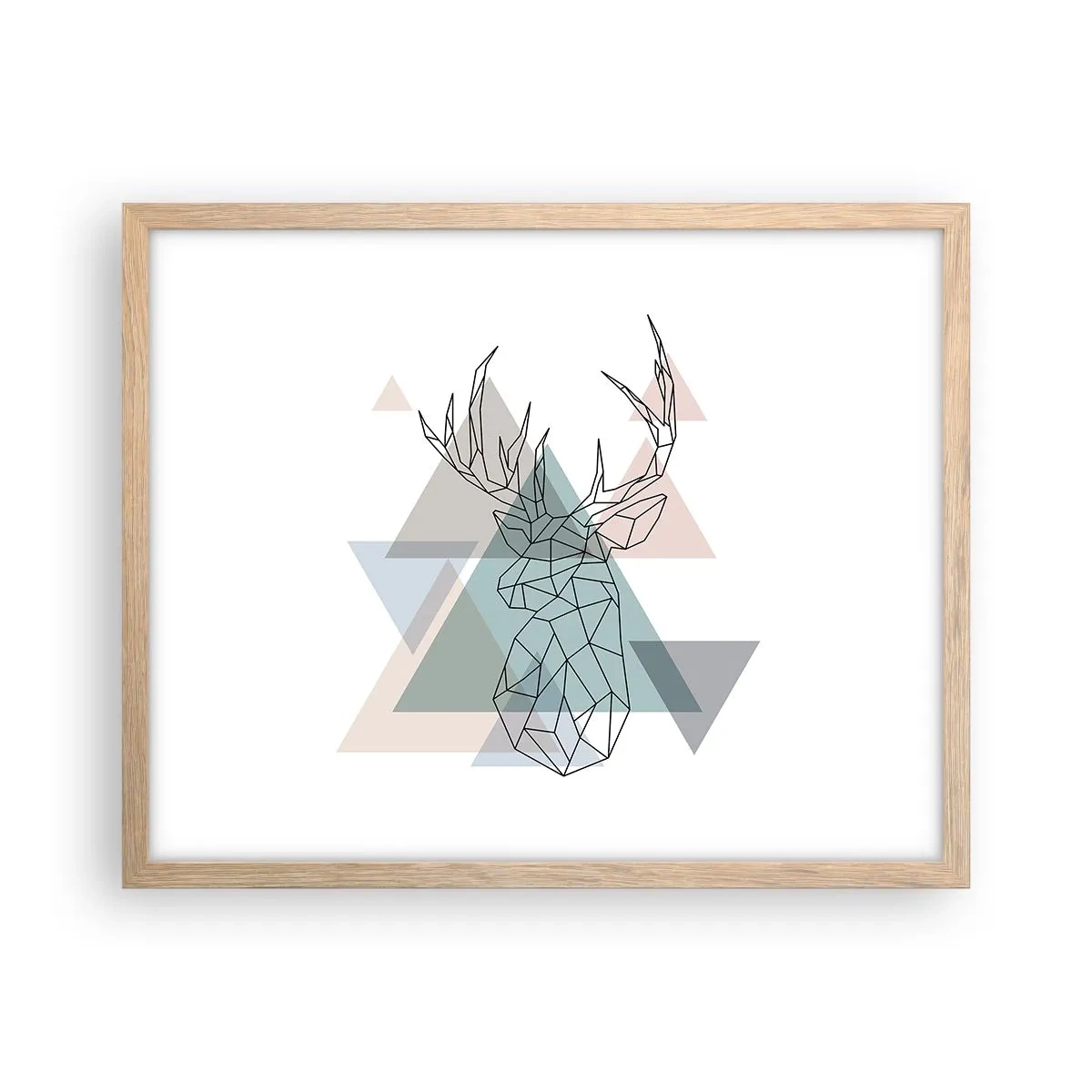 Plakát v rámu světlý dub - V geometrickém lese - 50x40 cm