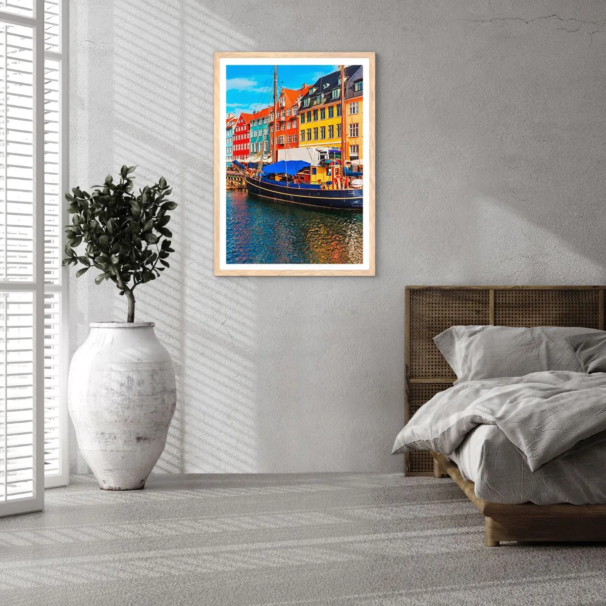 Plakát v rámu světlý dub - Radostné nábřeží - 40x50 cm