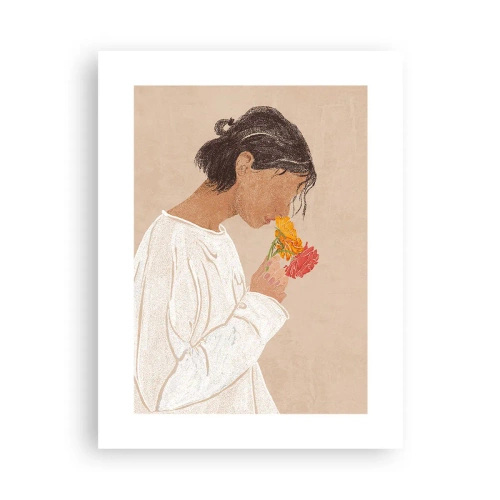 Plakát - Dívka a květiny - 30x40 cm