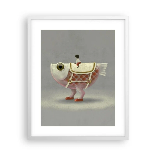 Plakát v bílém rámu - Rybí jezdec - 40x50 cm