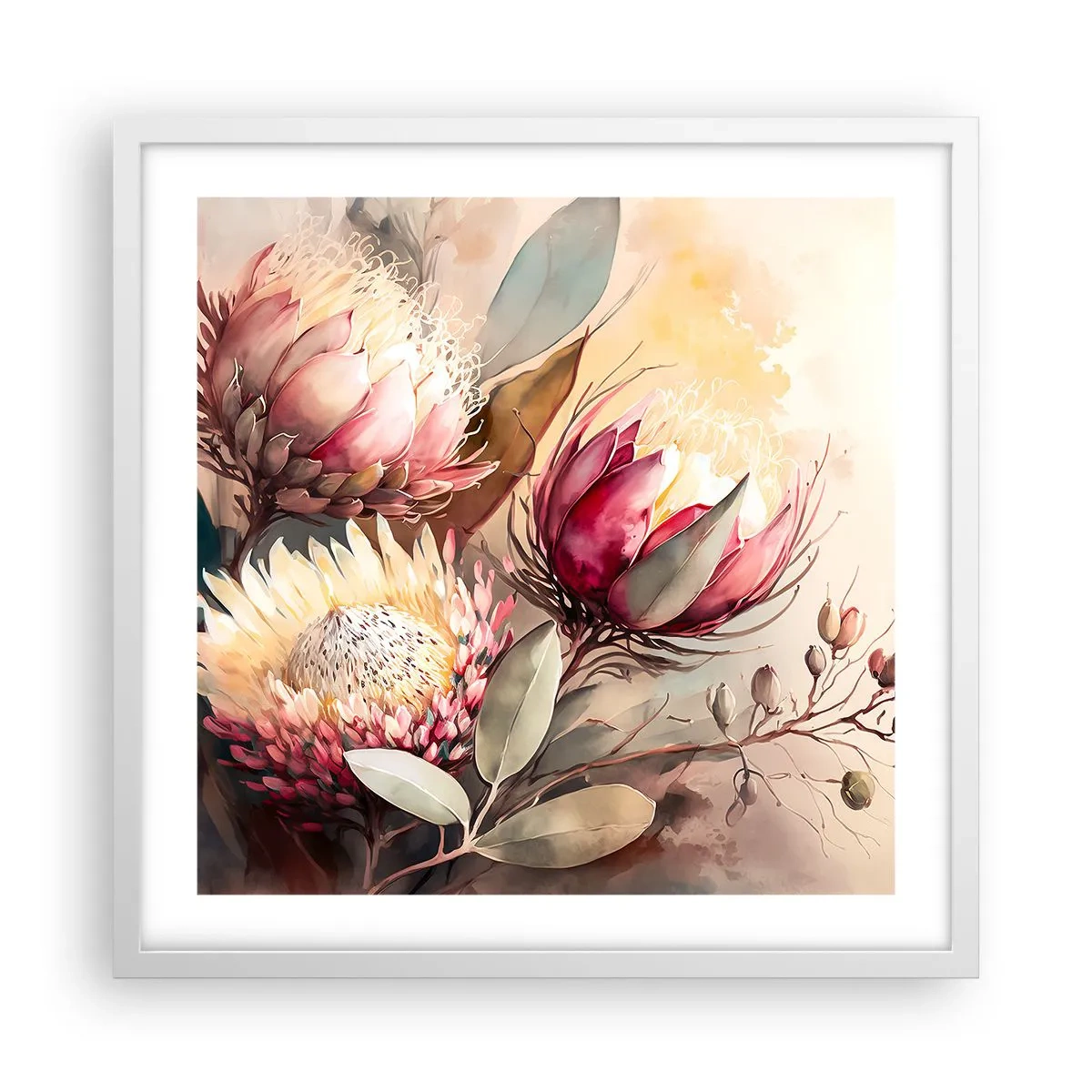 Plakát v bílém rámu - Z profilu a en face - 50x50 cm