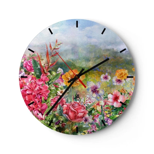 Nástěnné hodiny - Zahrada, která se zbláznila - 40x40 cm