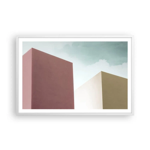 Plakát v bílém rámu - Geometrie slunečného léta - 91x61 cm