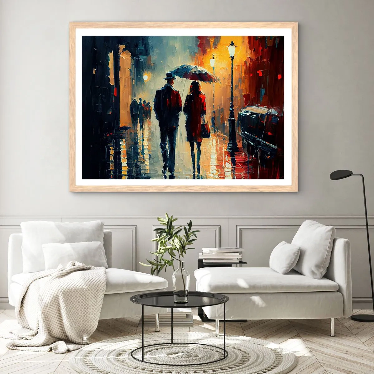 Plakát v rámu světlý dub - Městská love story - 40x30 cm