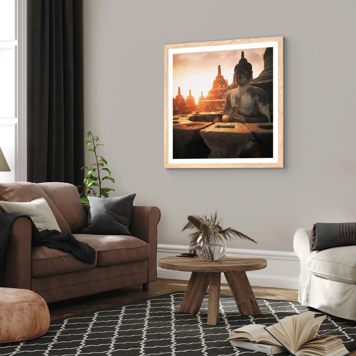 Plakát v rámu světlý dub - Počasí velké moudrosti - 30x30 cm