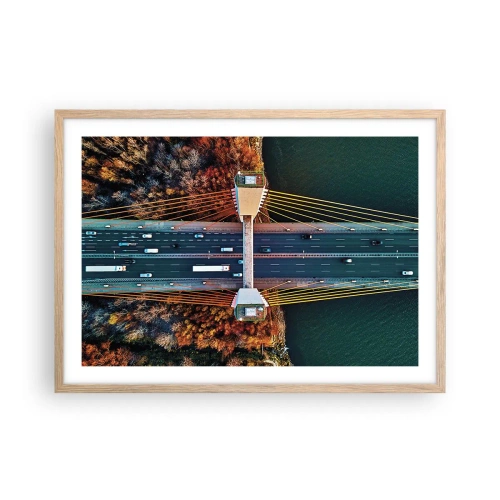 Plakát v rámu světlý dub - Za vodami, za lesy - 70x50 cm