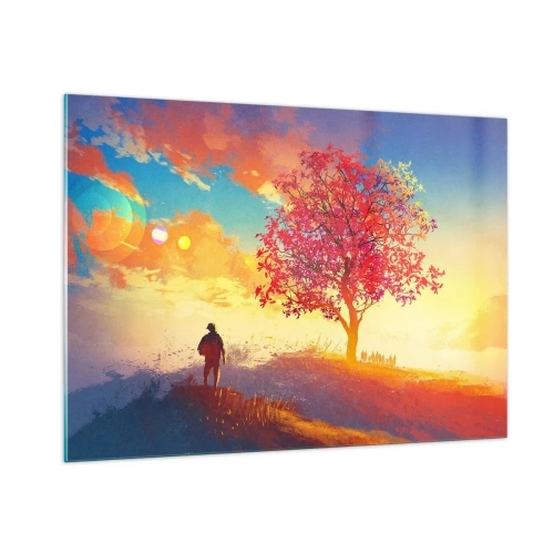 Obraz na skle - Poutník u cíle - 100x70 cm