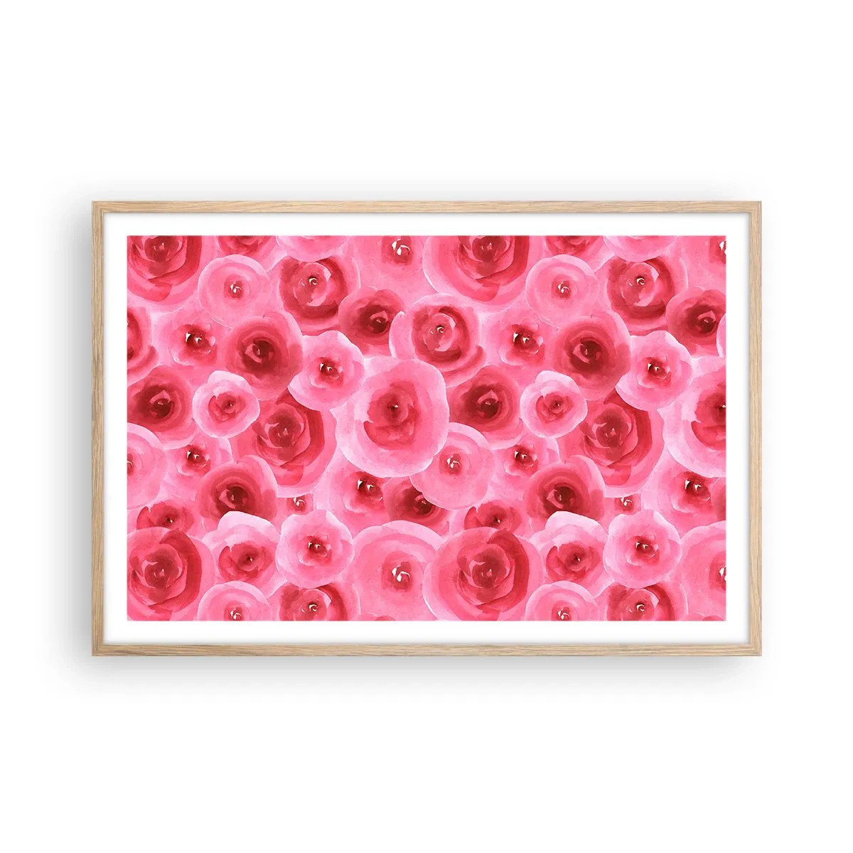 Plakát v rámu světlý dub - Růže dole i nahoře - 91x61 cm