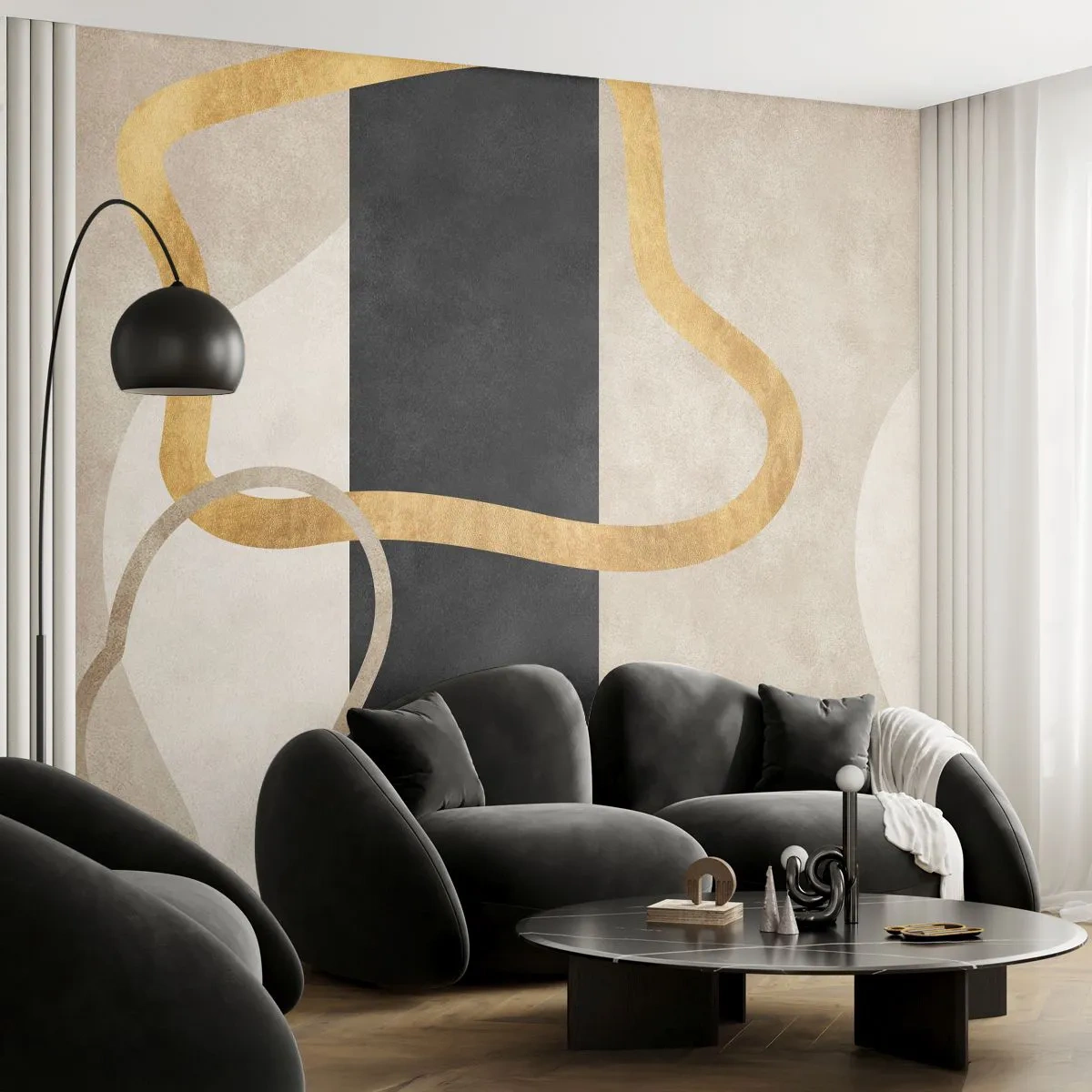 Fototapeta Standard Eco - Tvary ve smyčce - Art Deco, Minimalismus, Abstrakce - 150x105 cm