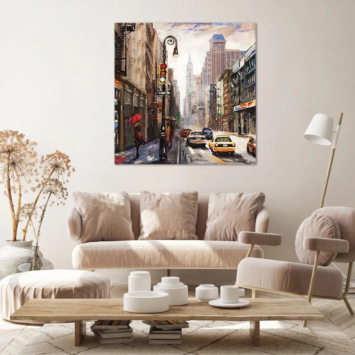 Obraz na plátně - New York – barevný i v dešti - 70x70 cm