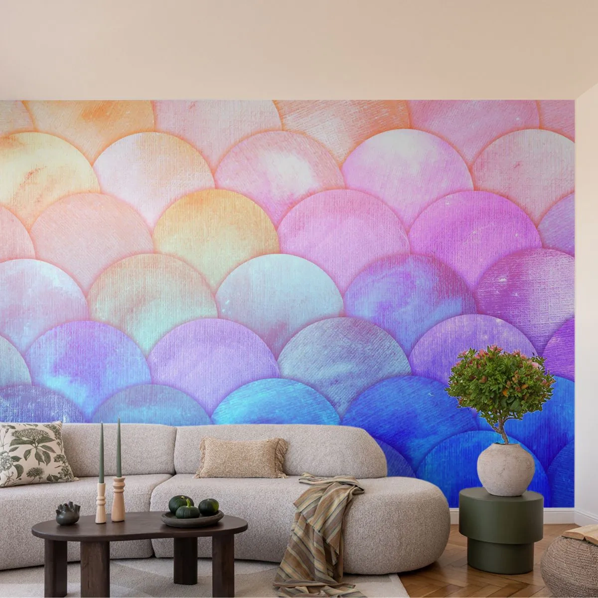 Fototapeta Premium Canvas - Perleťová šupina - Pastel, Bubliny, Váhy - 250x175 cm