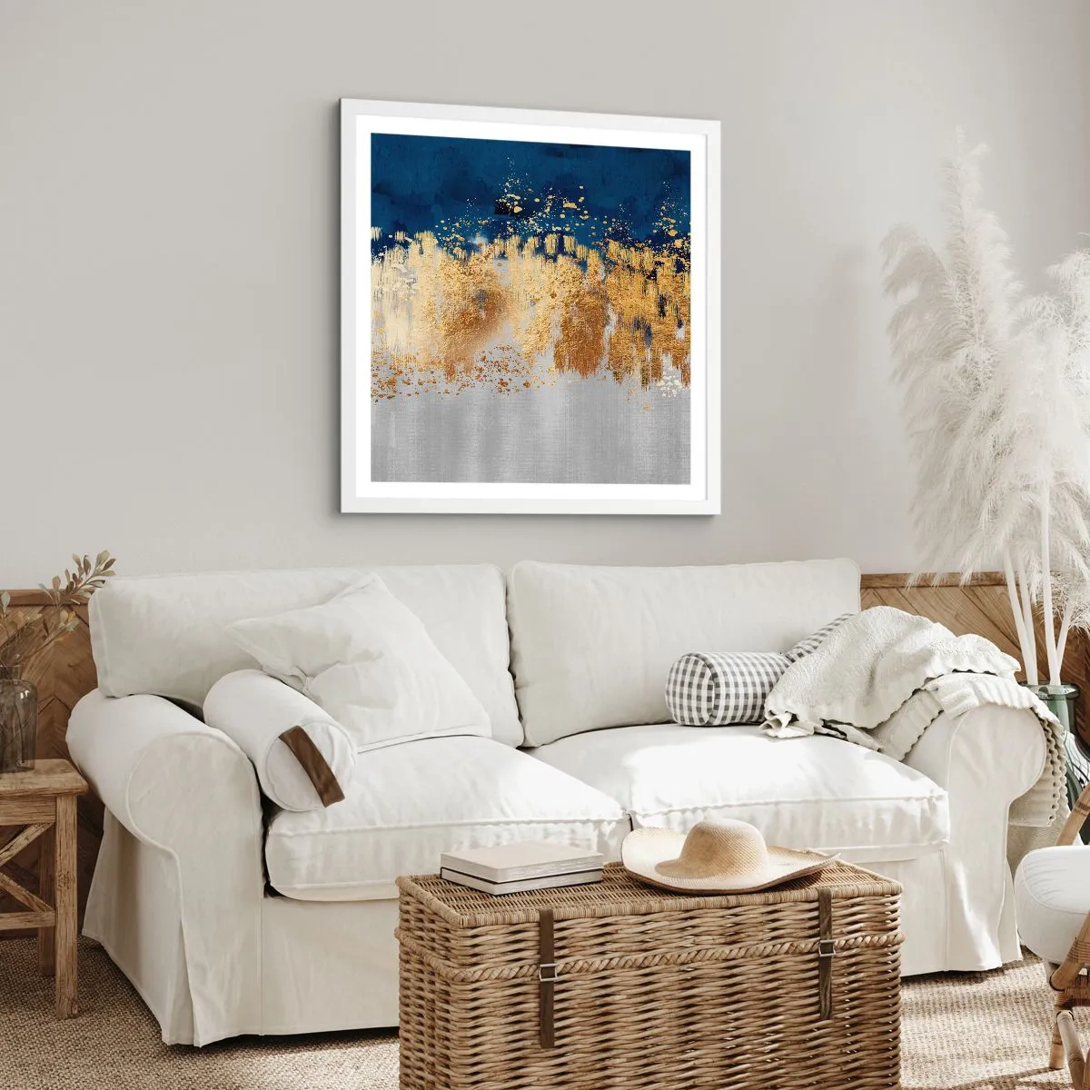 Plakát v bílém rámu - Moderní kompozice s jiskrou - 30x30 cm