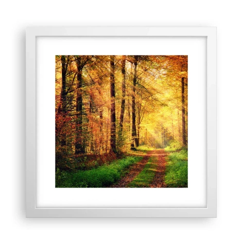 Plakát v bílém rámu - Lesně-zlaté ticho - 30x30 cm
