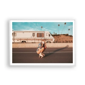 Plakát v bílém rámu - Usmějte se! - 100x70 cm