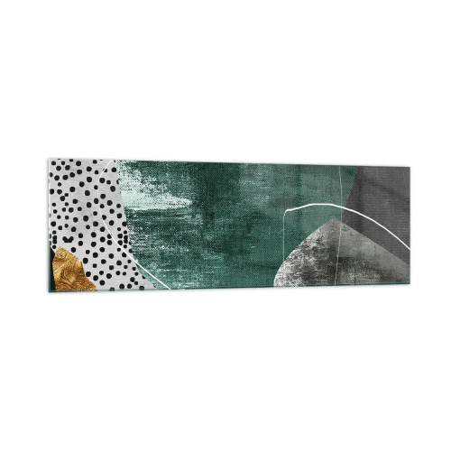 Obraz na skle - Barevná abstrakce se zlatou vločkou - 160x50 cm