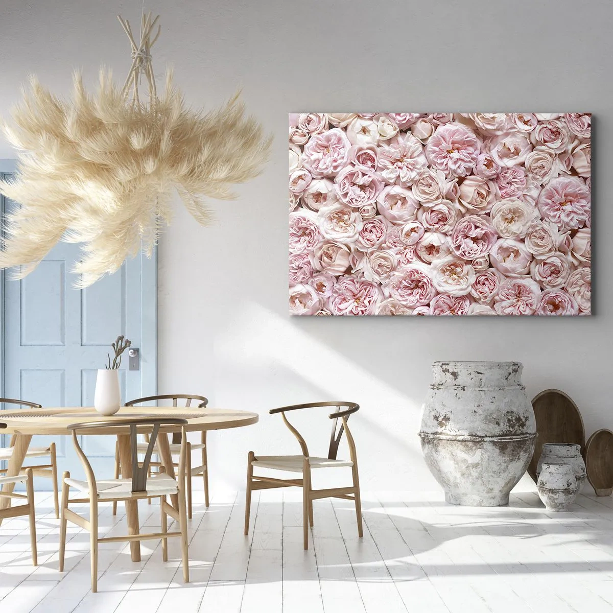 Obraz na plátně - Jemné růže v odstínech růžové po celém povrchu - 70x50cm - Vydlážděná růžemi - Moderní nástěnná dekorace do obývacího pokoje a ložnice ARTTOR