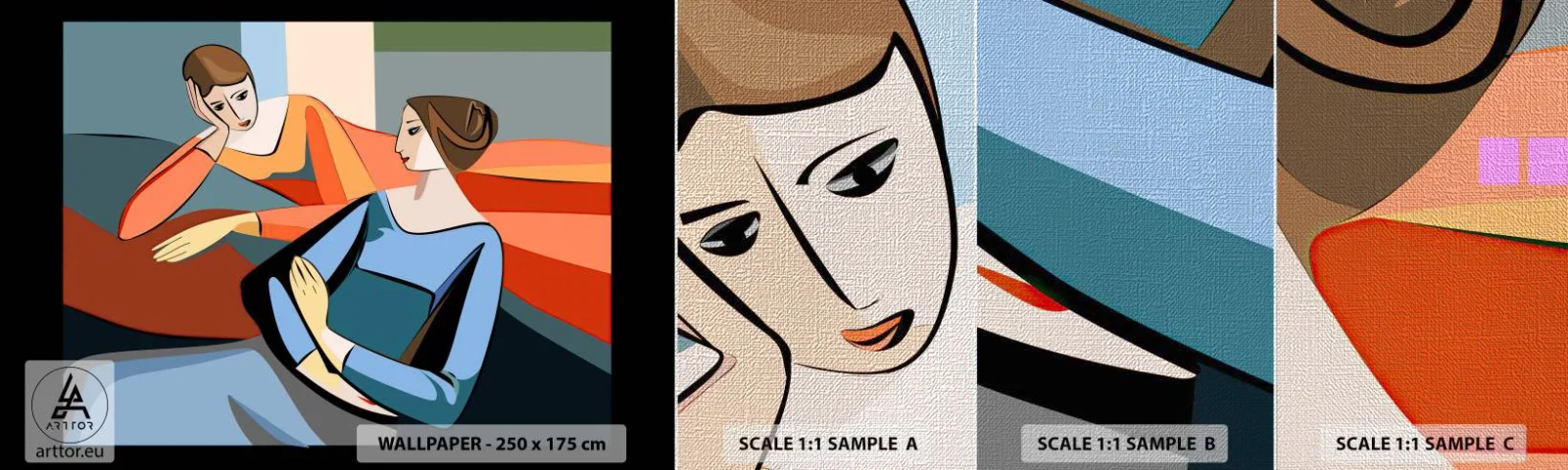 Vzor Fototapety Premium Canvas - Chvíle svěření - Kubismus, Portrét, Ženy - 100x30 cm