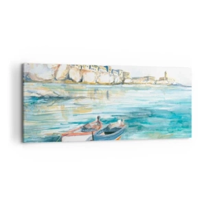 Obraz na plátně - Krajina v modří - 100x40 cm