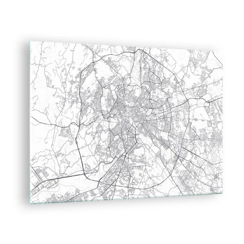 Obraz na skle - Mapa Říma s jasným kruhovým uspořádáním silnic - 70x50cm - Římský kruh - Moderní nástěnná dekorace do obývacího pokoje a ložnice ARTTOR
