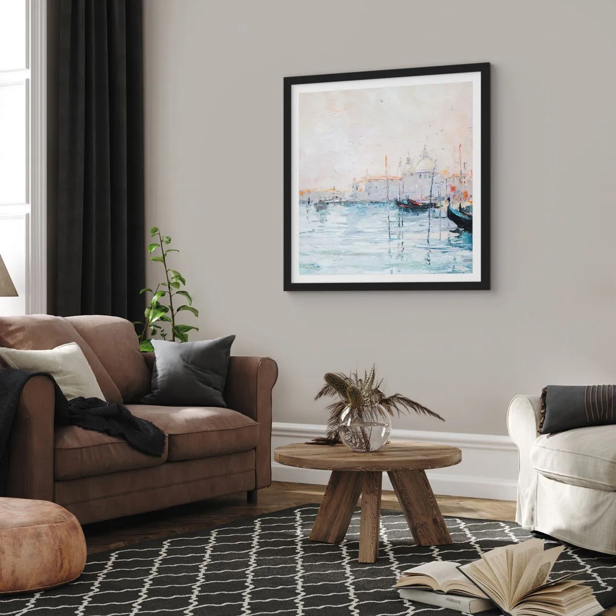 Plakát v černém rámu - Za vodou, za mlhou - 60x60 cm