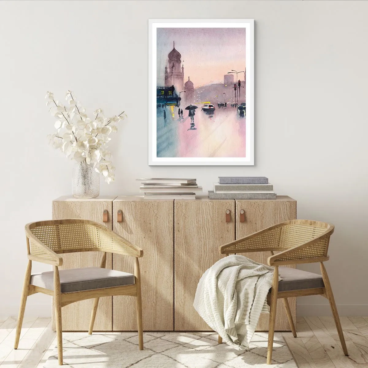 Plakát v bílém rámu - V deštivém oparu - 70x100 cm