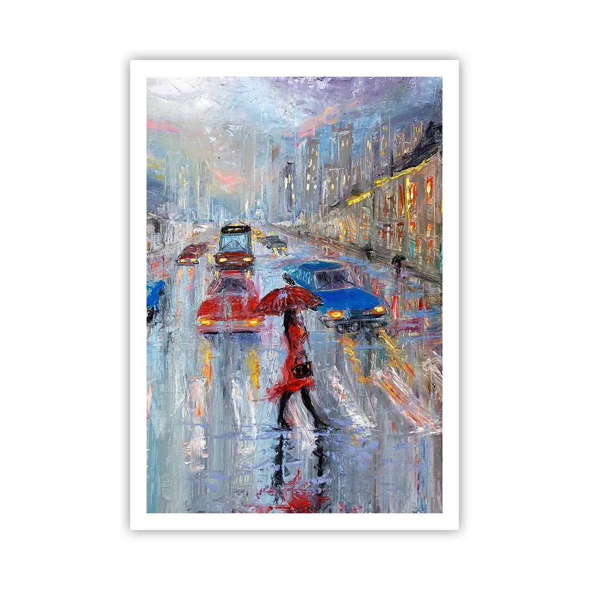 Plakát - Deštivé odpoledne ve městě - 70x100 cm