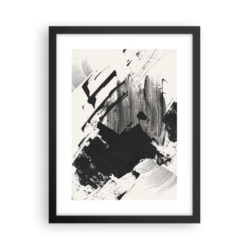 Plakát v černém rámu - Abstrakce – exprese černé - 30x40 cm