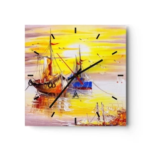 Nástěnné hodiny - Zasloužený odpočinek v přístavu - 30x30 cm