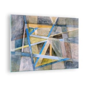 Obraz na skle - Abstraktní kompozice s geometrickými tvary - 70x50cm - Přímo nebo diagonálně? - Moderní nástěnná dekorace do obývacího pokoje a ložnice ARTTOR