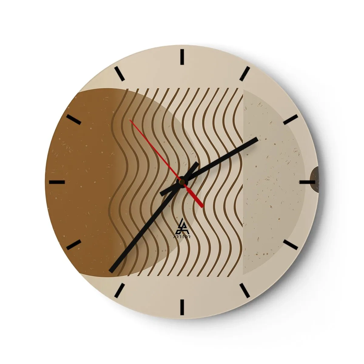 Nástěnné hodiny - Abstraktní kruhy v odstínech červené a modré na černém pozadí - 30x30cm - O původu geometrických obrazců - Moderní nástěnná dekorace do obývacího pokoje, kuchyně a ložnice ARTTOR