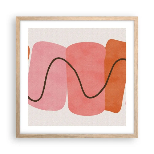 Plakát v rámu světlý dub - Jemný pohyb forem - 50x50 cm