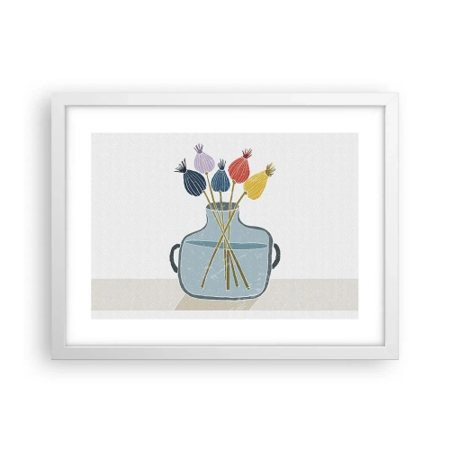 Plakát v bílém rámu - Makové květy - 40x30 cm